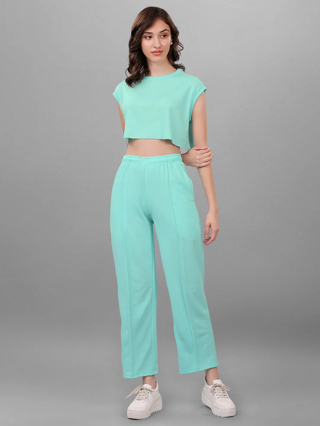 SXV Mintgreen Trouser with Crop Top Coords Set