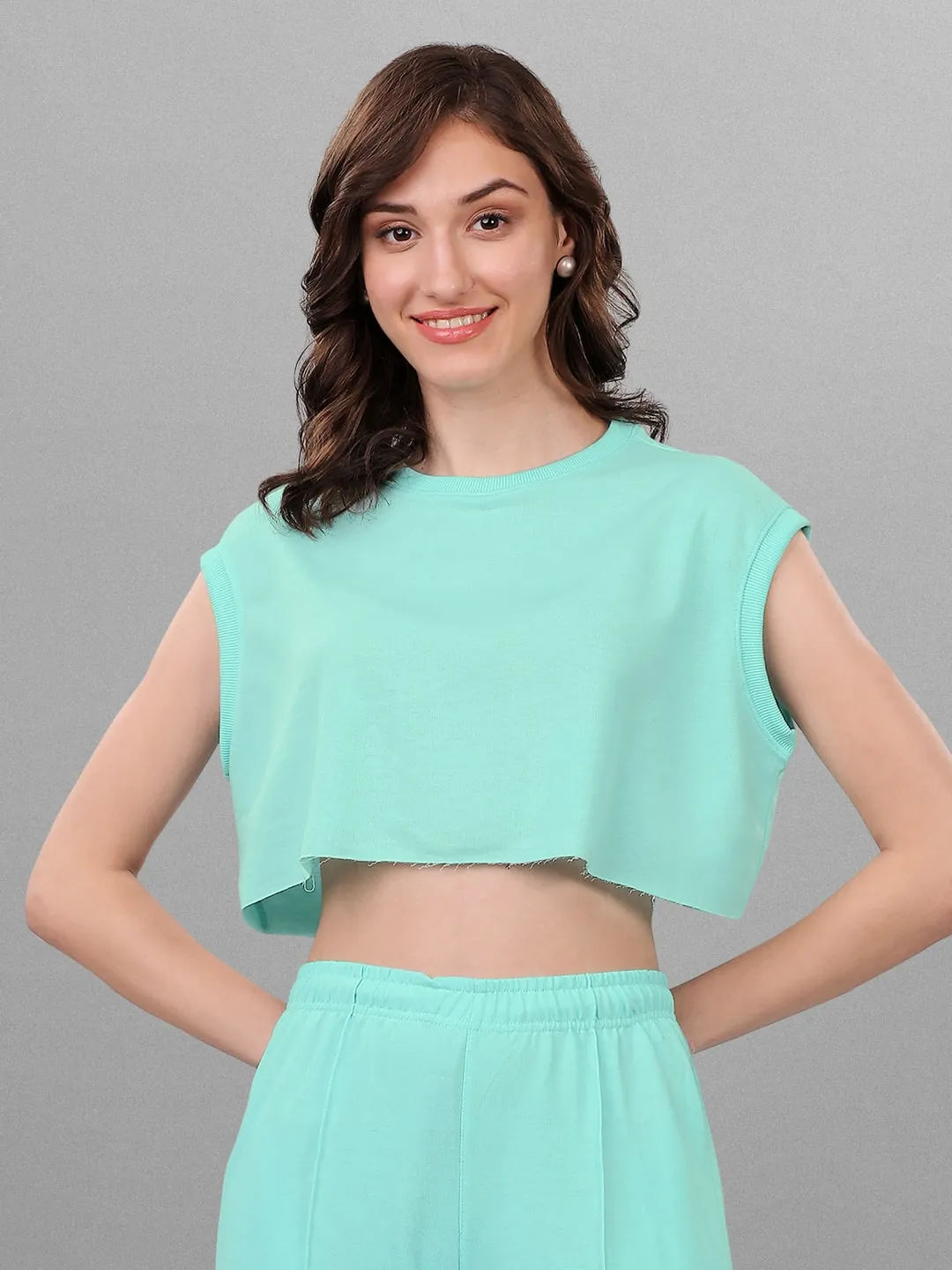 SXV Mintgreen Trouser with Crop Top Coords Set