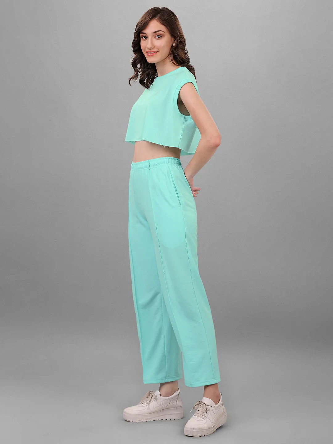 SXV Mintgreen Trouser with Crop Top Coords Set