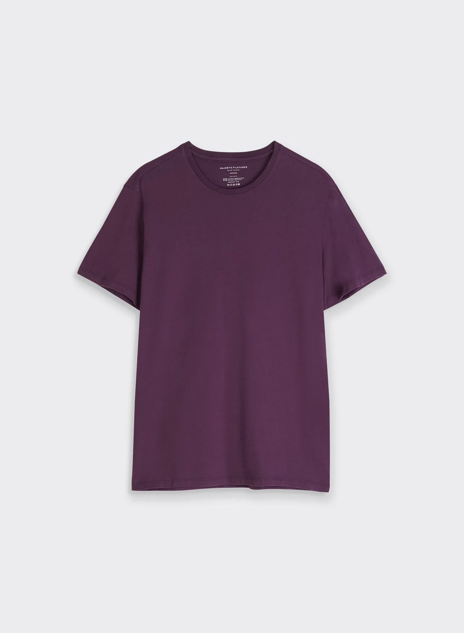 T-shirt Aubergine Col Rond Manches Courtes en Coton organique et Coton recyclé