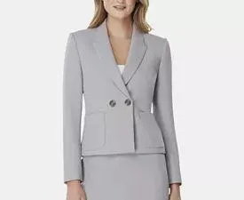 Tahari ASL Peak-Lapel Blazer, Size 10/Grey