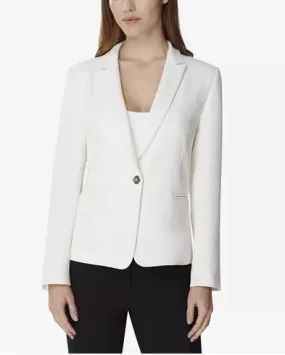 Tahari Asl Single-Button, Notched Collar Blazer, Size 4/Ivory