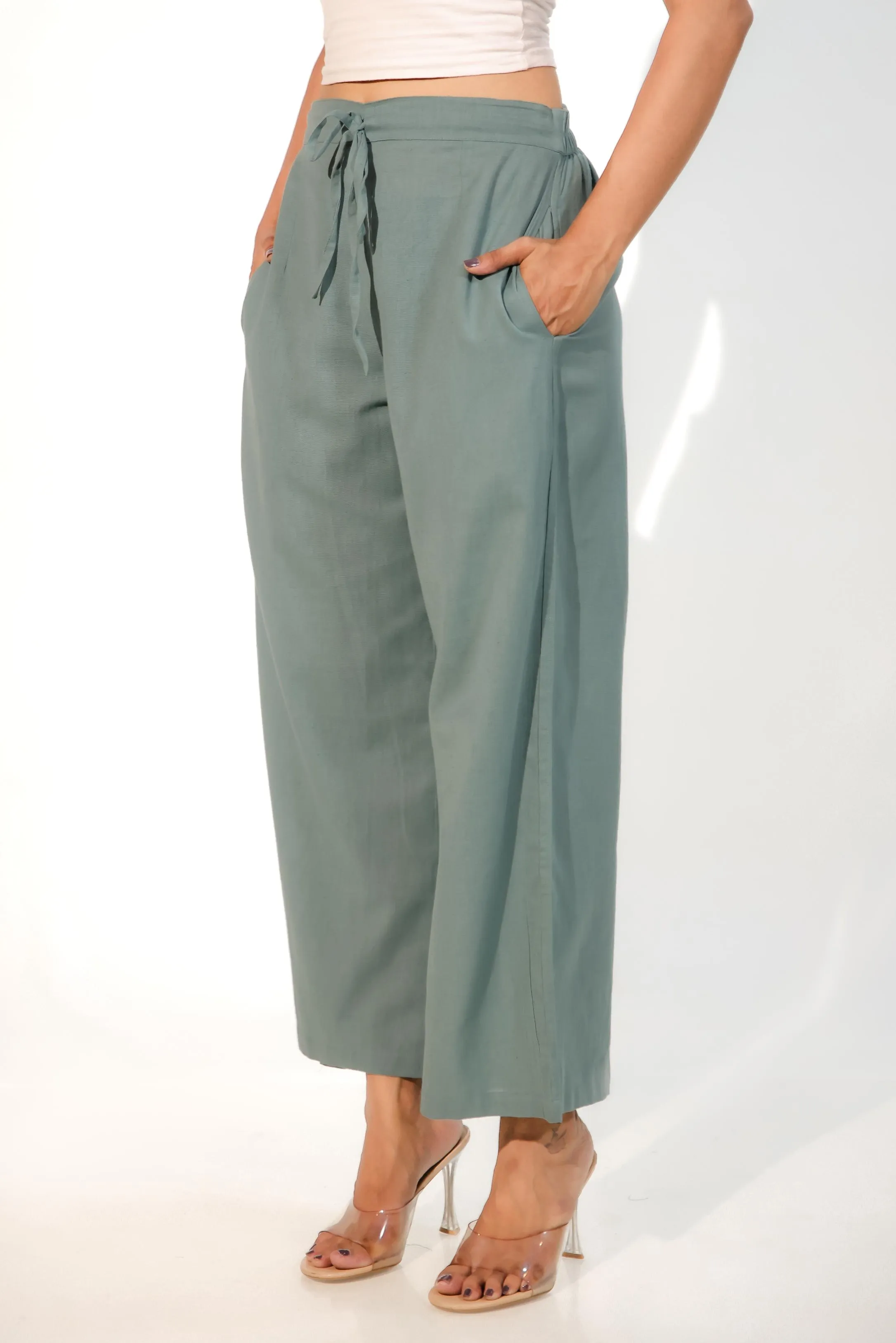 Teal Green Women's Plazzo Trousers