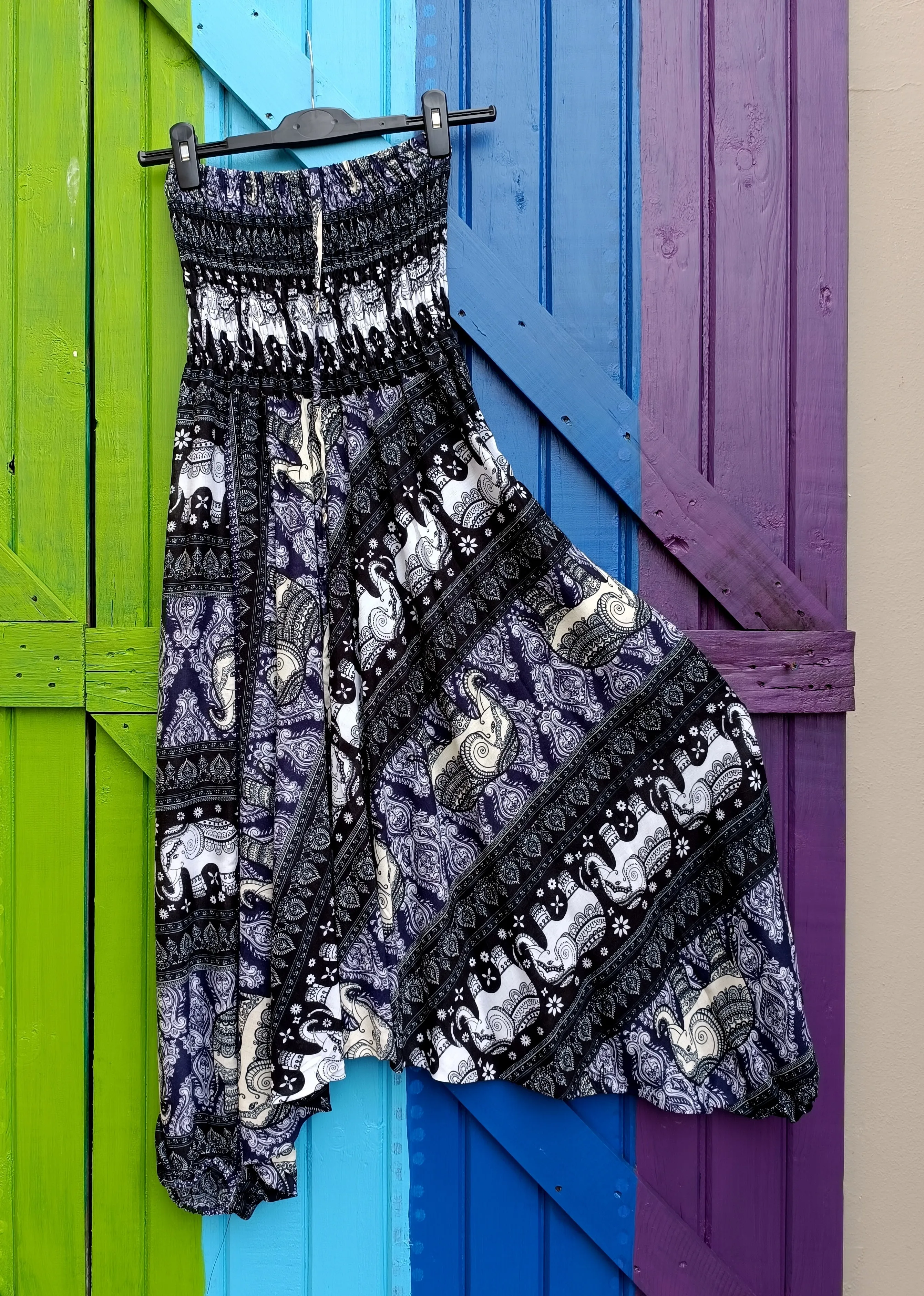 Thai Funky Afghan Harem Pants Hippie Jumpsuit - Elephants