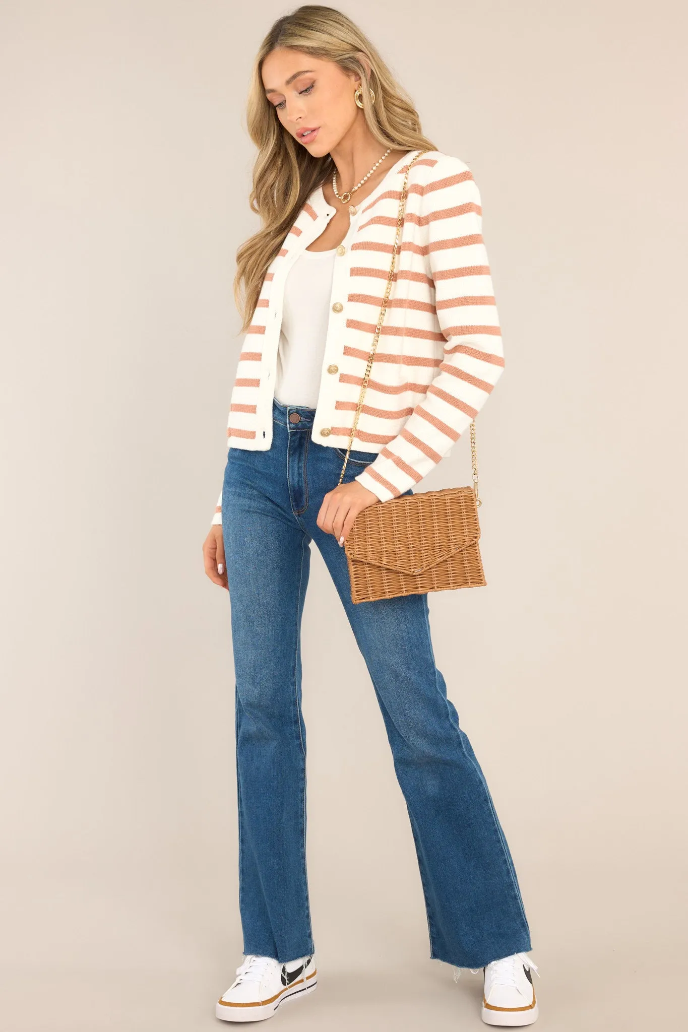 The Time Is Right Papaya Stripe Cardigan