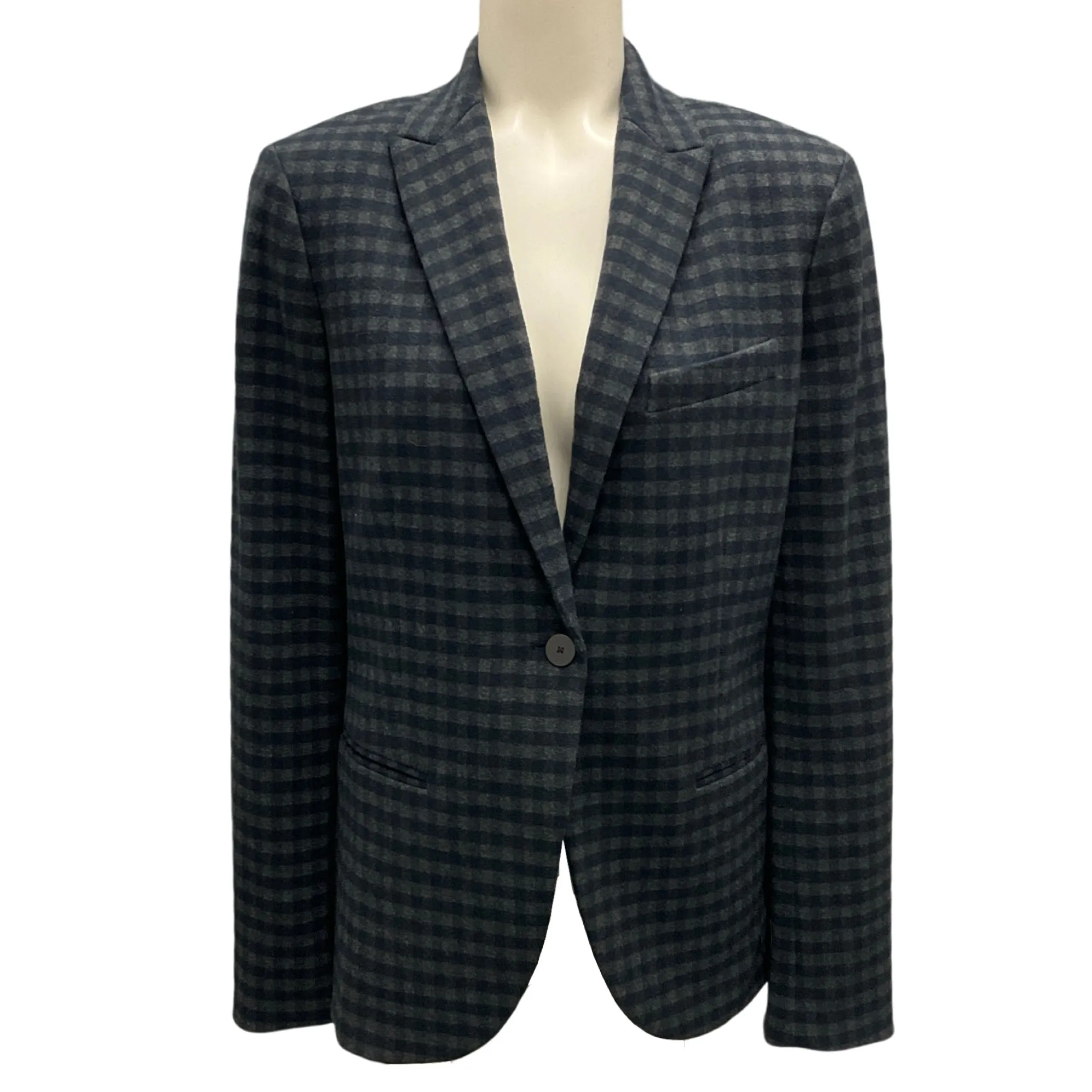 Theory Navy Blue / Charcoal Grey Staple Gingham Blazer