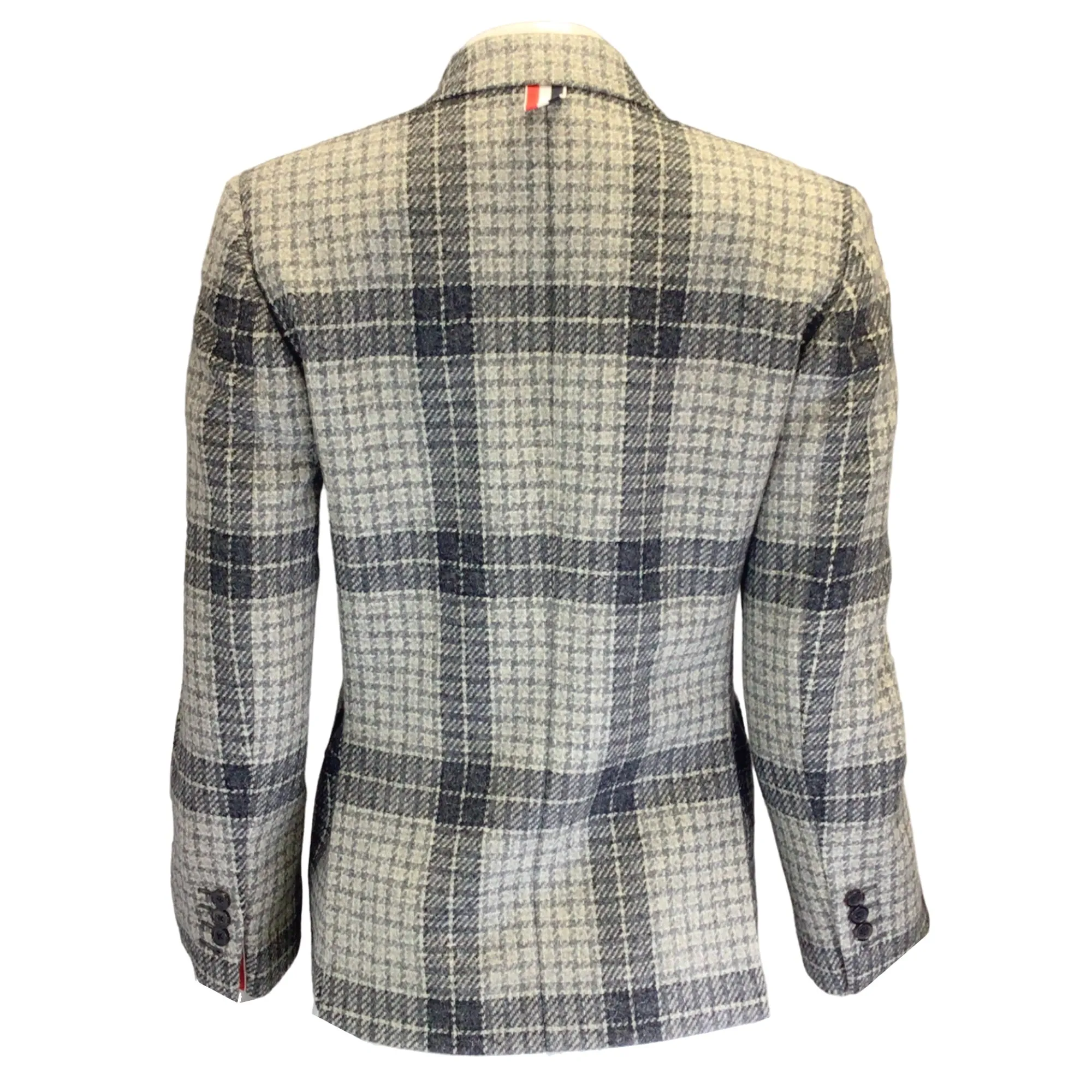 Thom Browne Grey Check-Patterned Buttoned Blazer