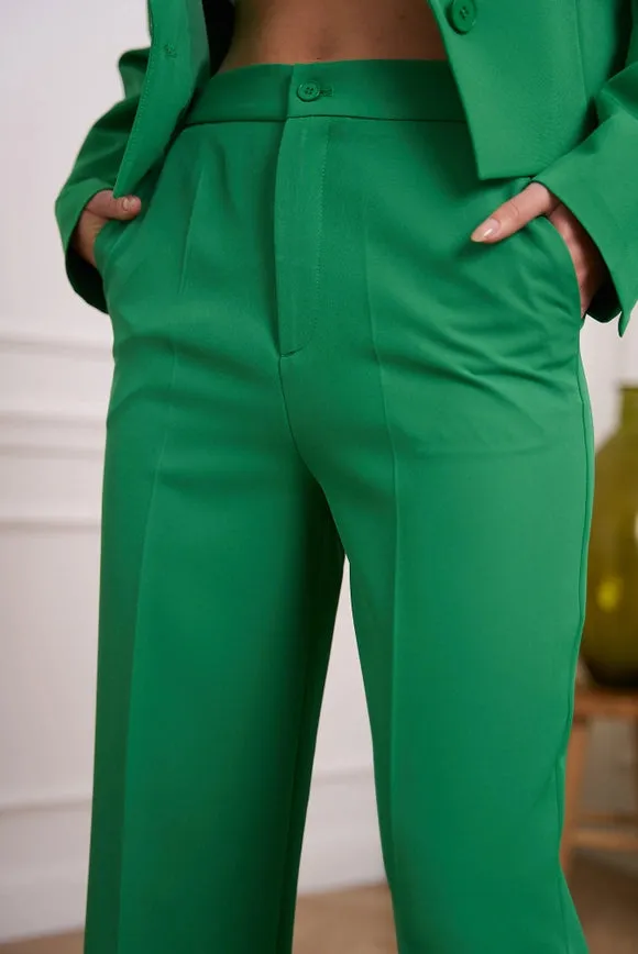 Timeless Straight Cut Plain Pants Green