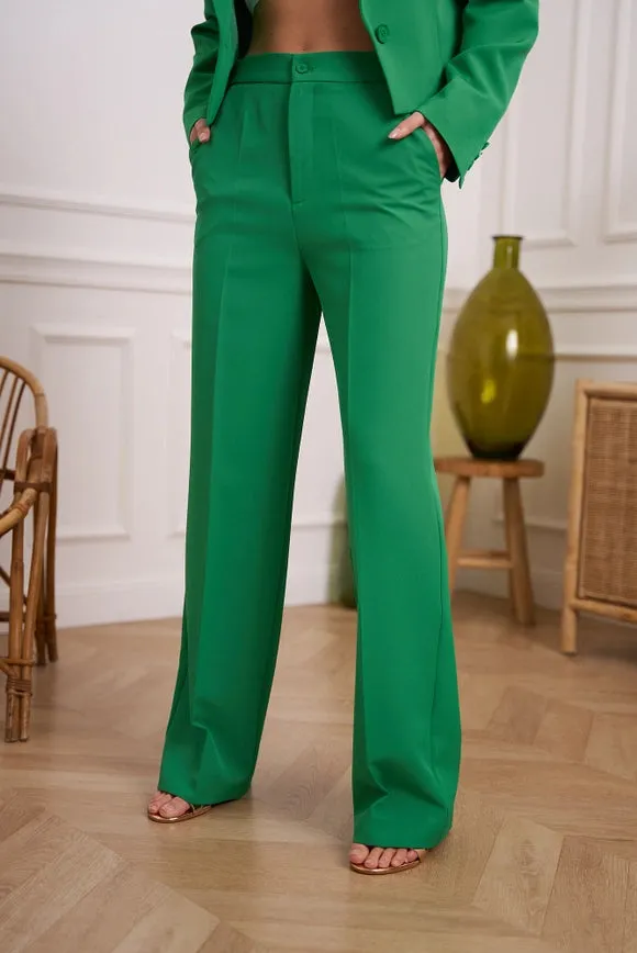 Timeless Straight Cut Plain Pants Green