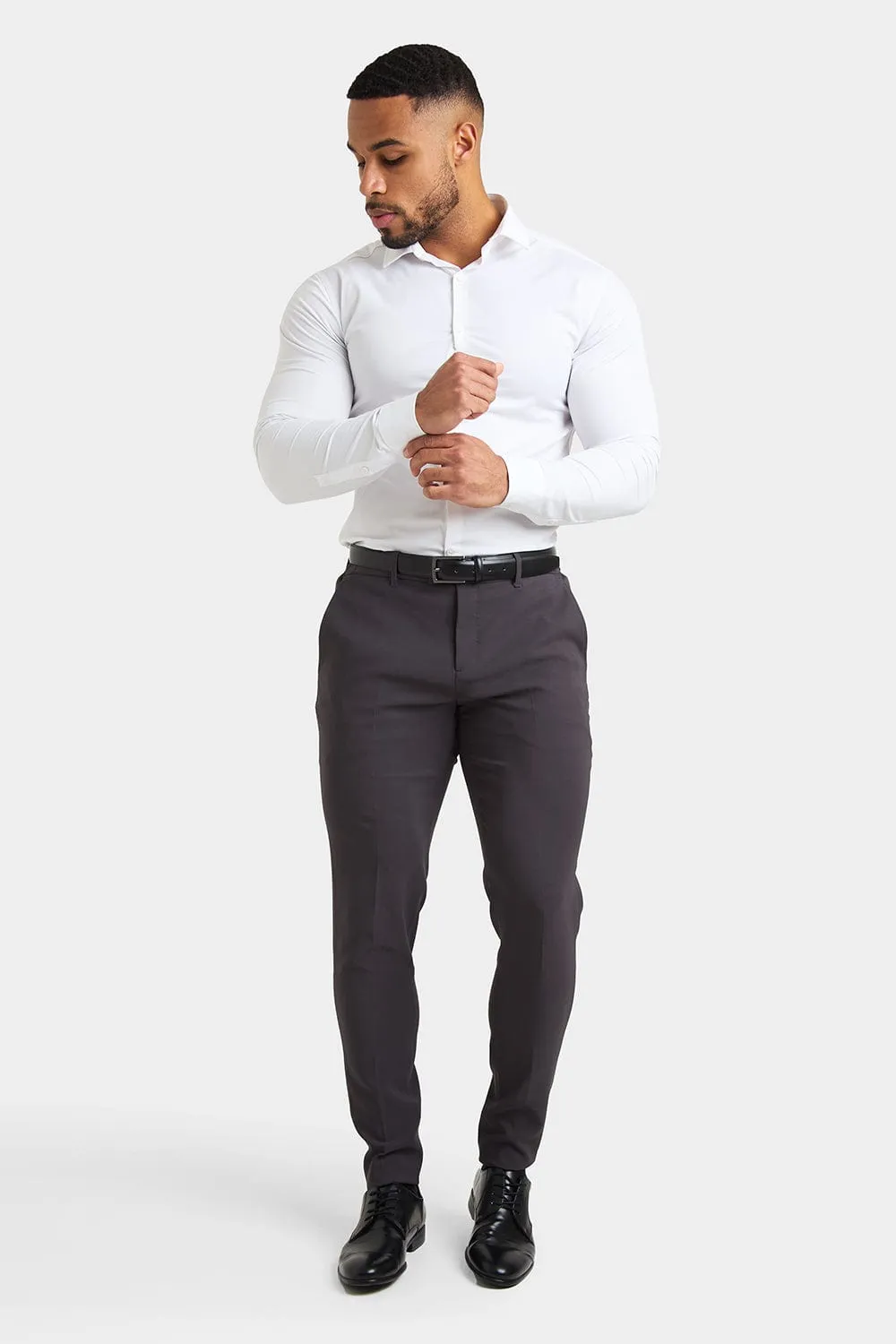 True Muscle Fit Tech Suit Trousers in Slate Grey