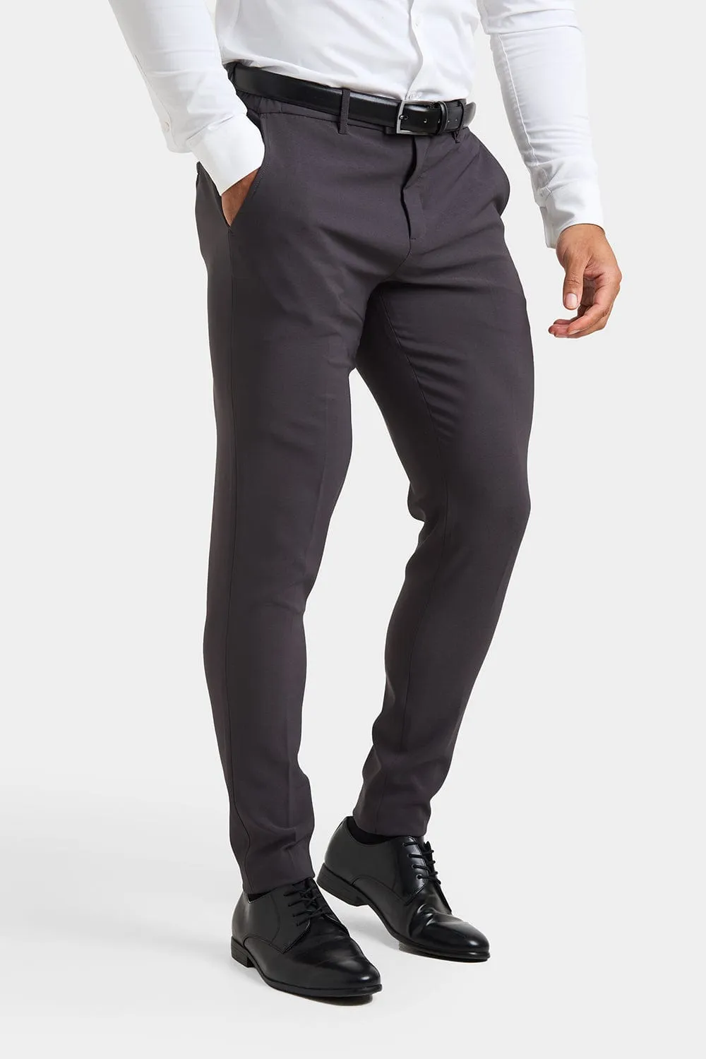 True Muscle Fit Tech Suit Trousers in Slate Grey