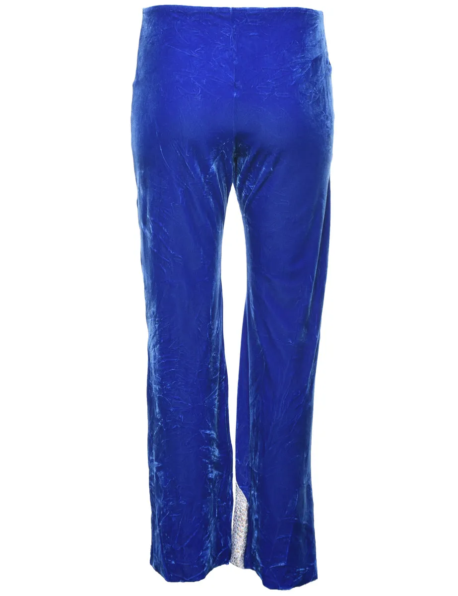 Velvet Fabric Blue Trousers - W26 L28