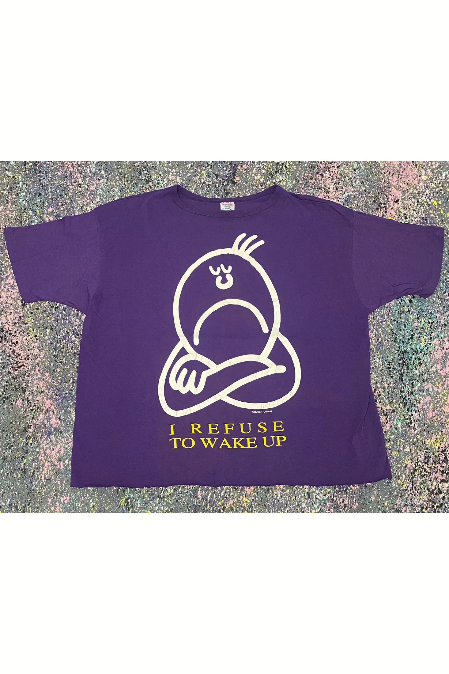 Vintage 1994 Jim Benton I Refuse To Wake Up Tee- OSFA