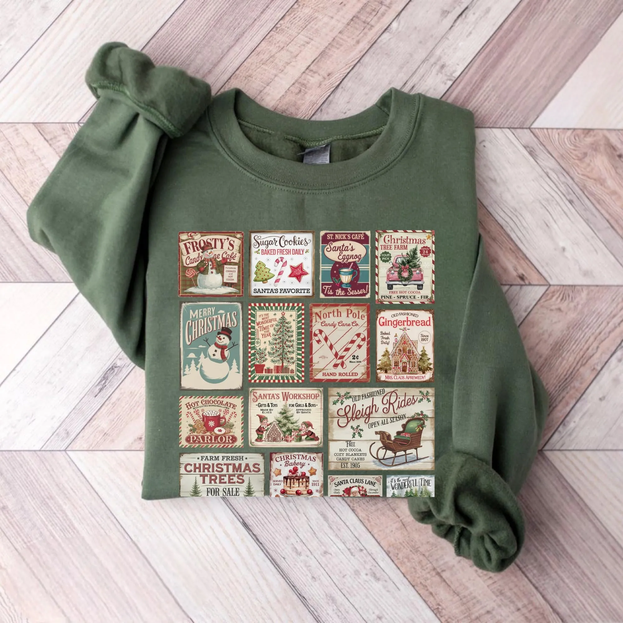 Vintage Christmas Patchwork Sweatshirt - Nostalgic and Festive Winter Style