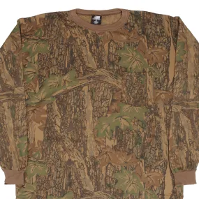 VINTAGE HUNTING TREBARK CAMO LONG SLEEVE POCKET TEE SHIRT 1990S LARGE MADE USA