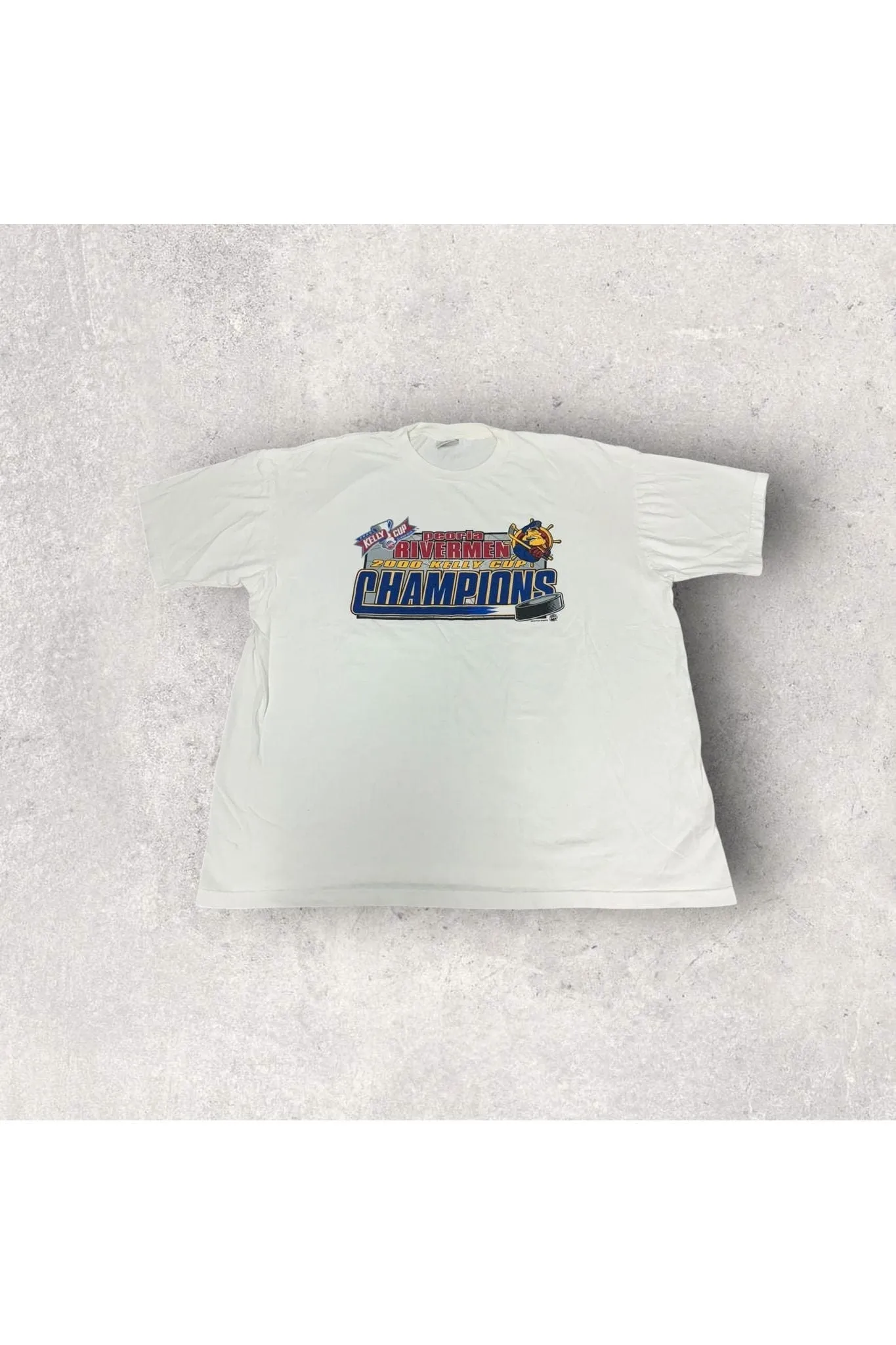 Vintage Peoria Rivermen 2000 Kelly Cup Champions Tee- XXL