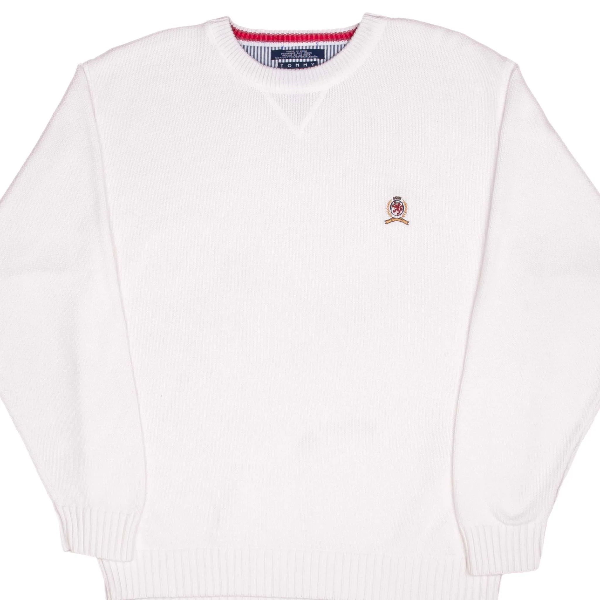 VINTAGE TOMMY HILFIGER 1990S WHITE KNIT SWEATER SIZE LARGE