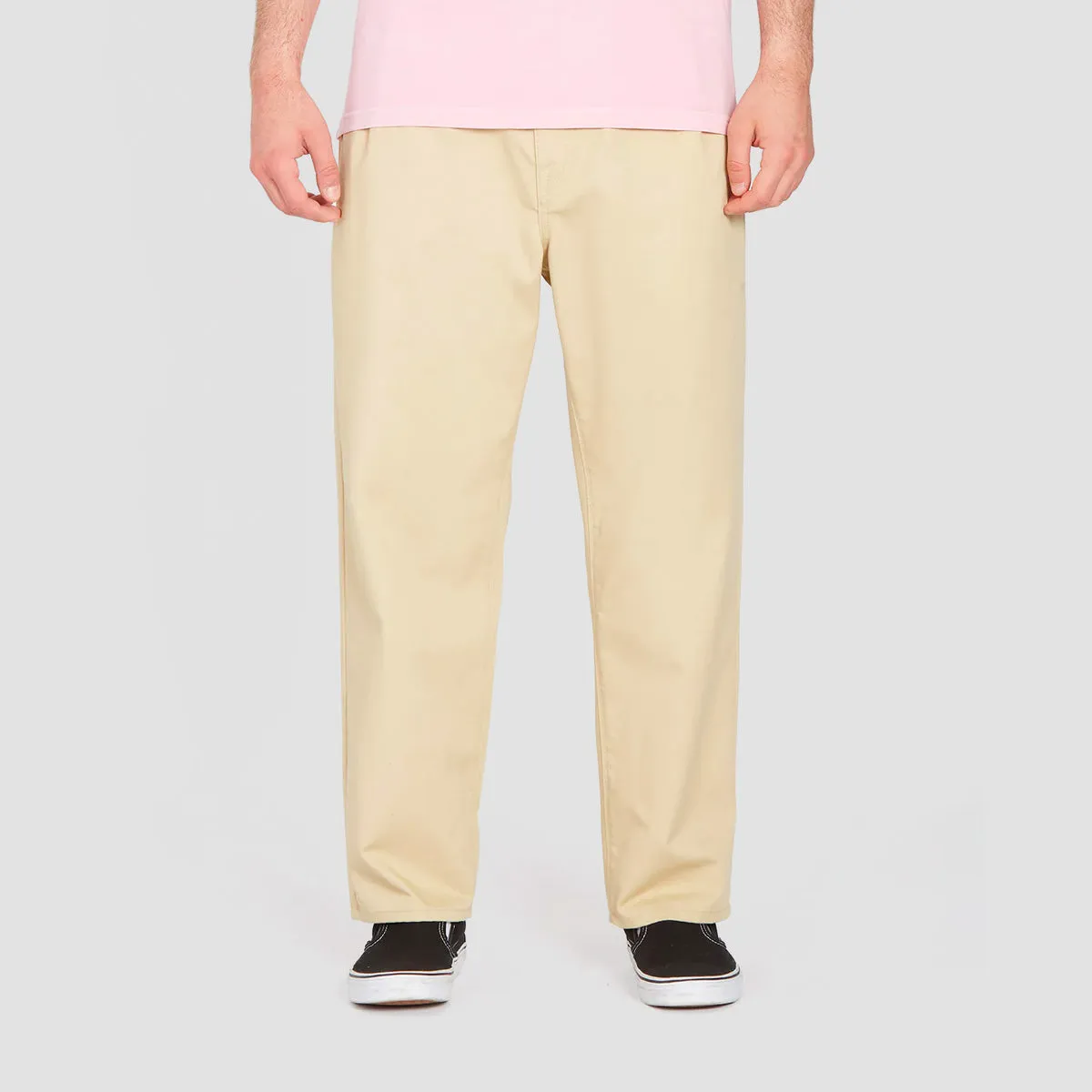 Volcom Pleated Loose Tapered Chino Pants Almond