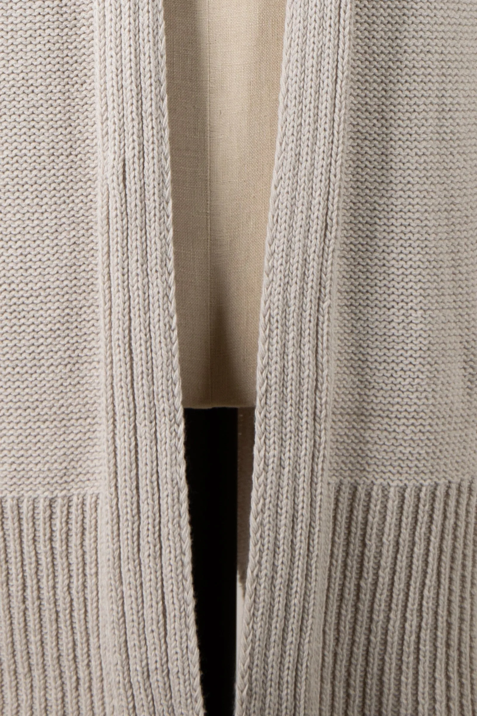 Waffle Knit Ribbed Trim Smooth Cardigan