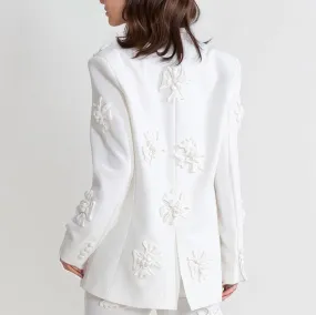 WHITE Blazer with Flowers