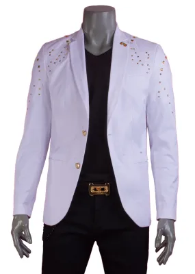 White Gold Studded Motif Blazer