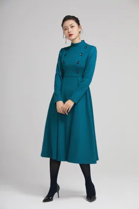 winter wool long fit and flare warm dress for women  2232