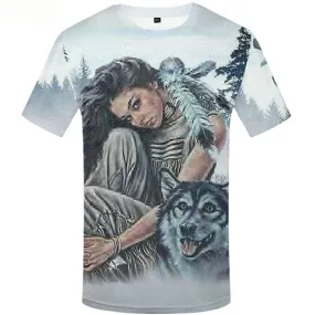 Wolf T-shirt Men Beauty Tshirts Novelty Character Tshirts Casual Forest T shirts Funny Animal Tshirt Anime Short Sleeve T shirts