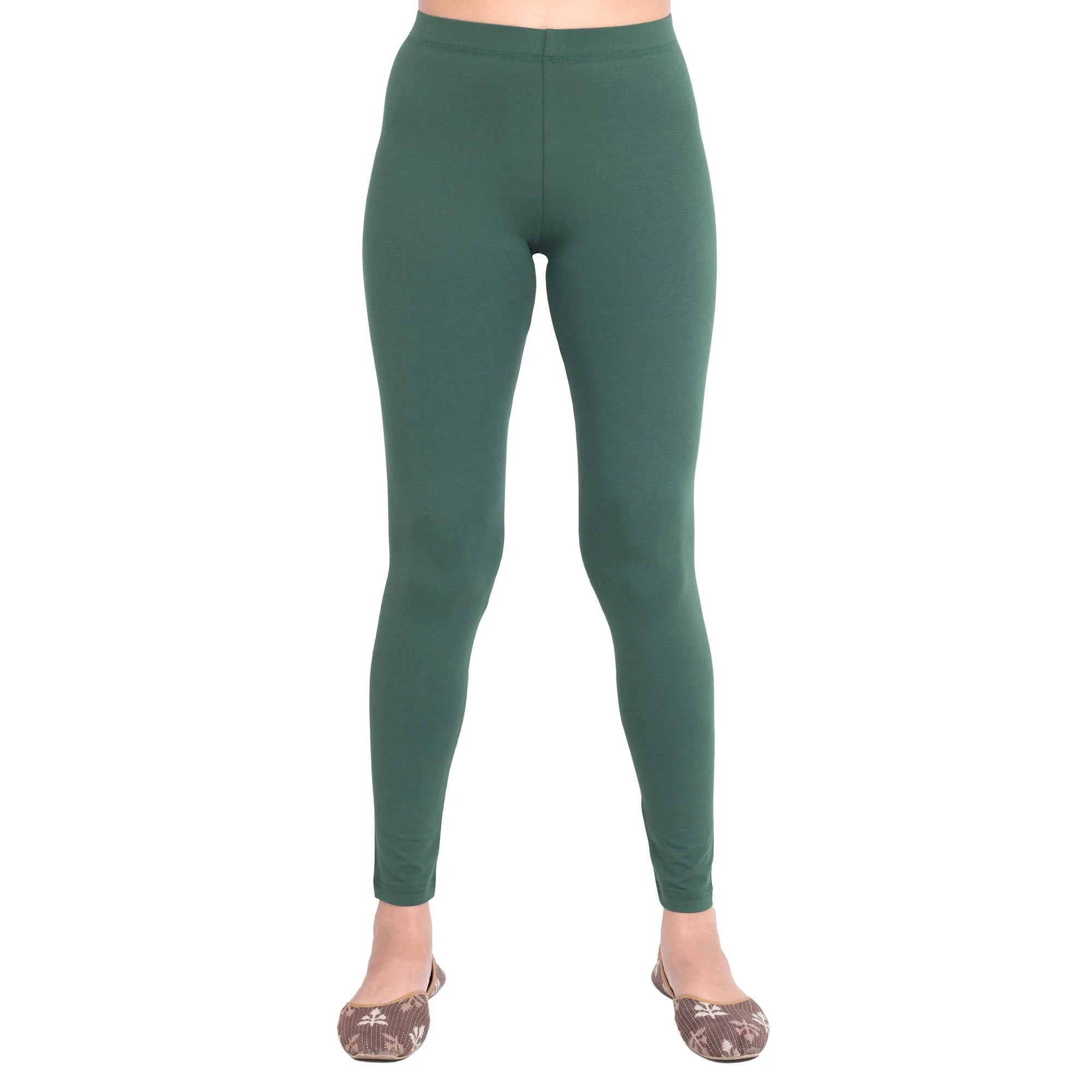 Women Moss Green Breathable Long Length Legging