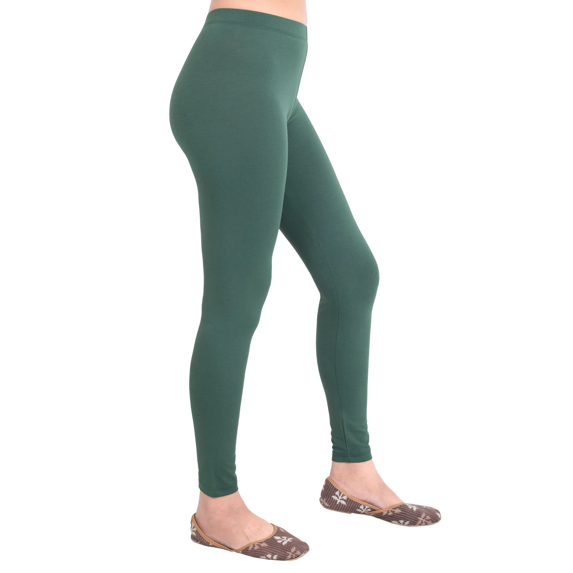 Women Moss Green Breathable Long Length Legging