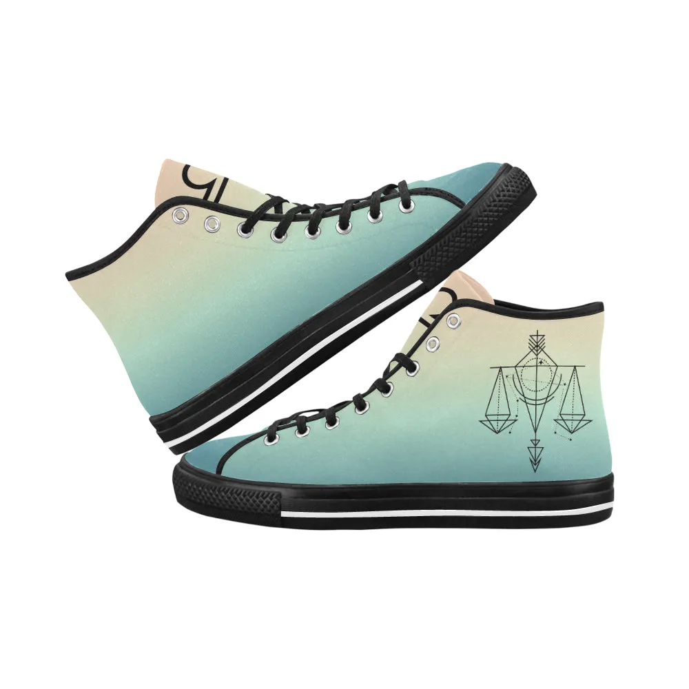 Women's Libra Scale Zodiac Print Canvas High Top Shoes