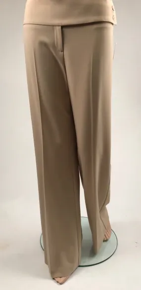 Women's Margaret M | Wide Leg and Wide Waistband Fashion Pant | Beige