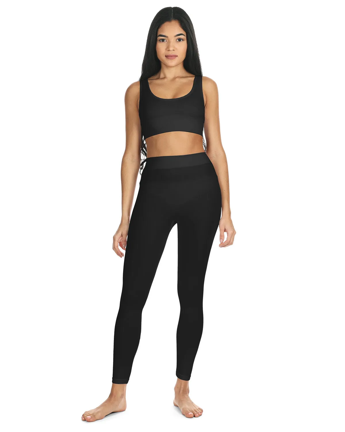 Women's Ribbed Leggings with Wide Waistband