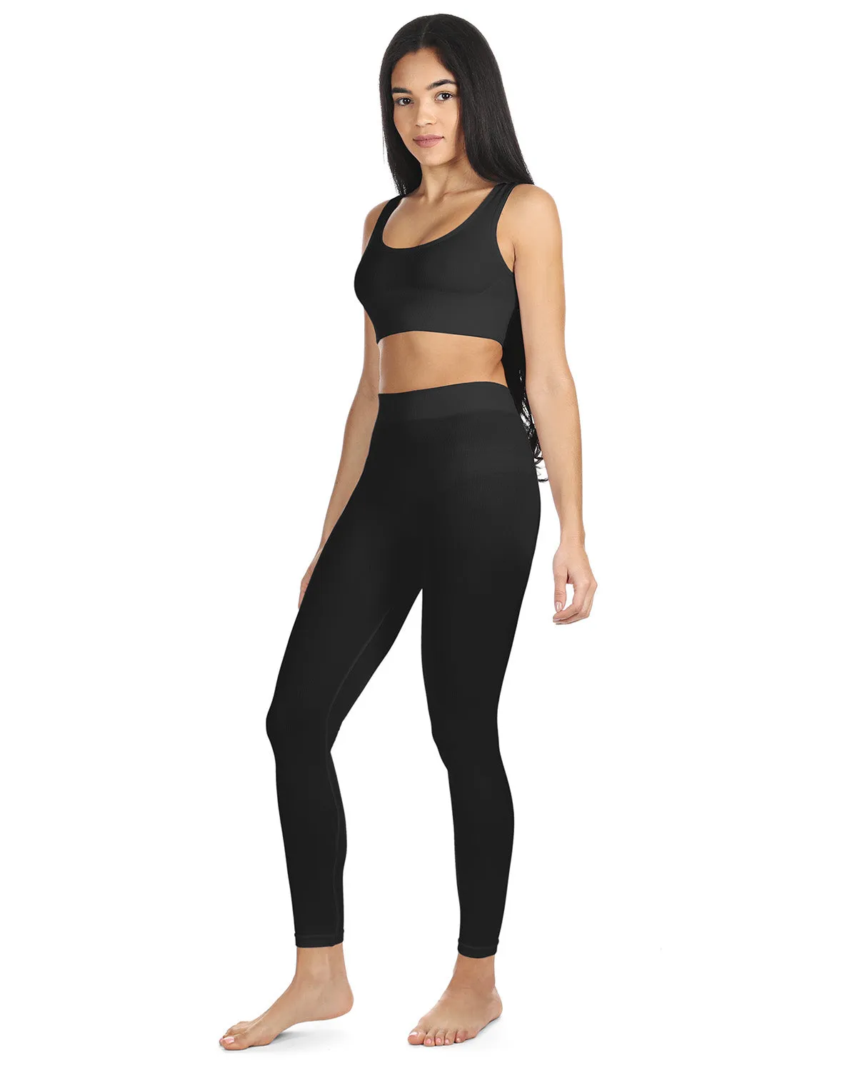 Women's Ribbed Leggings with Wide Waistband