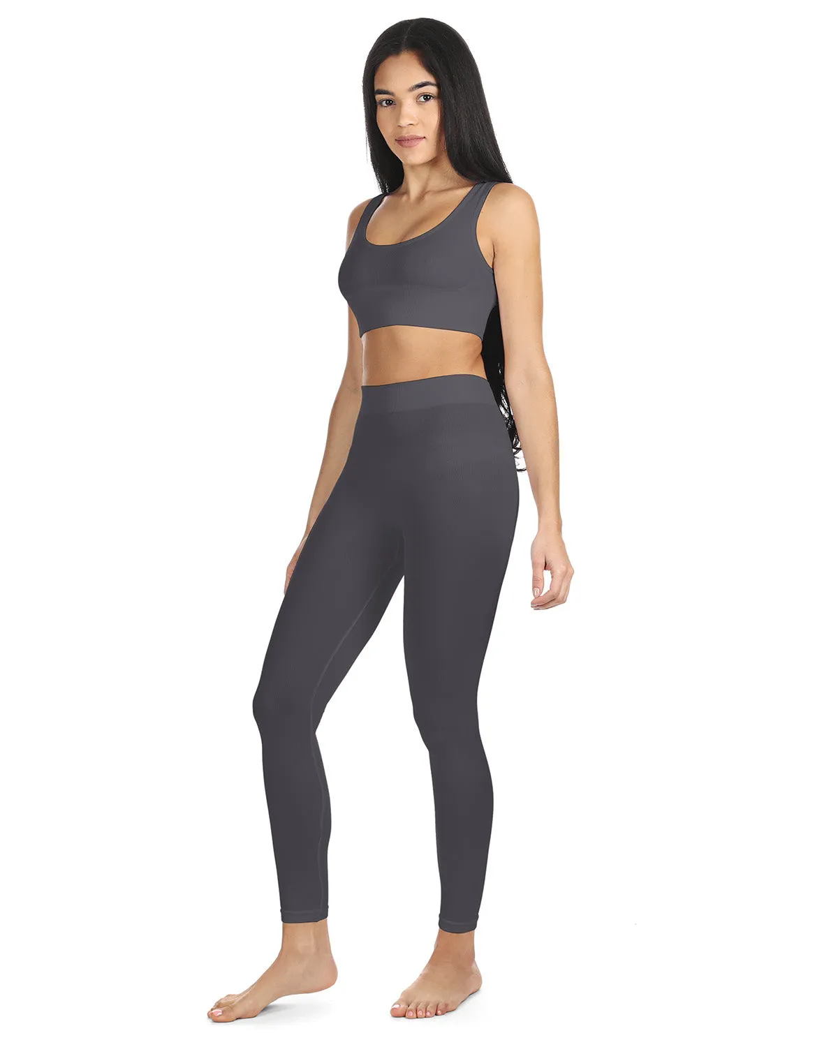 Women's Ribbed Leggings with Wide Waistband