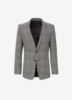 Wool Cotton Check Blazer Black Combo